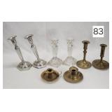 Brass, Glass & Silver Candlesticks
