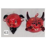 Mexican Folk Art Coconut Devil Masks