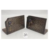 Arts & Crafts Hammered Copper on Brass Bookends