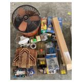 PATIO FAN, BEADED CAR SEAT, TAPE MEASURING SET,