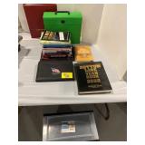BOOKS, PORTFOLIO, STACKING DRAWER UNDER TABLE