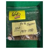 BAG OF 1959-1981 95% COPPER PENNIES