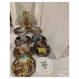 GLASS DOME BRASS CLOCK, GROUP OF DANBURY MINT