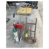 OXYGEN TANK, METAL LOAD LIMIT CART, ANTIQUE