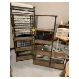 PAIR OF PRESSED WOOD STORAGE SHELVES