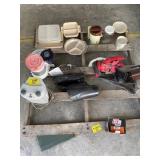 PLASTIC PLATES, TUPPERWARE, TRASH BAG ROLLS,
