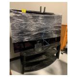 UNTESTED LARGE FLATSCREEN TV, GLASS SHELF MEDIA