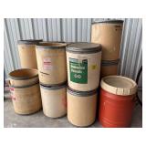 LARGE GROUP OF EMPTY CHEMICAL BARRELS, PLASTIC