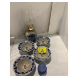 SET OF BLUE GLAZE STONEWARE