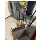 METAL FIREPLACE TOOL SET, METAL LOG BASKET