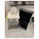 HIGH CHAIR, PRESSED WOOD BOOKSHELF