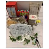 BRASS DOLL ROCKING CHAIR, ARTIFICIAL MOSS,