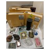 PHOTO ALBUMS, OIL LAMP, ANIMAL FIGURINES, HORSE