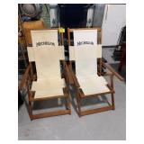 PAIR OF MICHELOB WOOD FRAME FOLDING CHAIRS