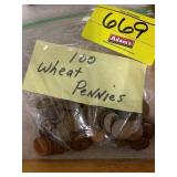BAG OF 100 WHEAT PENNIES