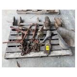 CHAINS & BINDERS, COAL BUCKET, ANTIQUE TORCH &