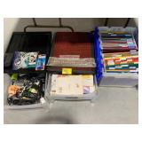 3 TOTES OF OFFICE SUPPLIES, POWER CORDS,