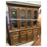 79' TALL 2-PIECE WOODEN GLASS-DOOR CHINA CABINET