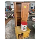 MID CENTURY SLIDING DOOR CABINET FULL OF 45