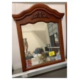 BEVELED GLASS WOOD FRAMED WALL MIRROR