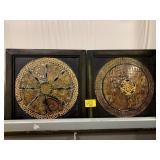 PAIR OF METAL WALL ART SQUARES