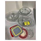 GLASS CASSEROLE BOWLS, PYREX GLASS NESTING BOWL