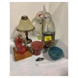 CANDLE LAMPS, PICTURE FRAME, ART POTTERY