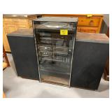 FISHER STEREO SYSTEM IN GLASS-FRONT CABINET, PAIR