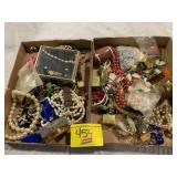 2 FLATS OF COSTUME JEWELRY OF ALL KINDS