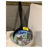 HAND PAINTED OUTHOUSE SCENE METAL COOKING PAN