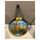 HAND PAINTED LAKE SCENE METAL COOKING PAN