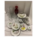 CHINESE GARDEN CUPS, SAUCER & MATCHING CAKE