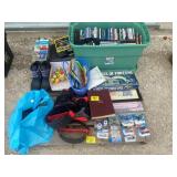 TOTE OF DVDS, HOT WHEELS, BOARD GAMES, JUMPING