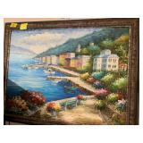 LARGE MEDITTERANEAN SCENE HAND PAINTED OIL ON