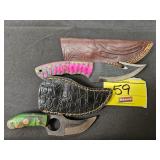 (2) HANDMADE KNIVES WITH APPROX 4' AND 3.25'