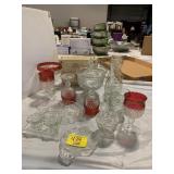 RUBY RED RIM GLASSWARE, PRESSED GLASS, PAMPERED