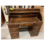 45' LONG ROLL FRONT WOODEN DESK