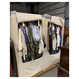 PAIR OF PORTABLE CLOSETS MOUNTED ON WOODEN