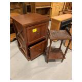 INLAY WOOD TOP 2-TIER STAND, WOODEN 2-DRAWER