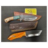 (2) HANDMADE KNIVES WITH APPROX 4.25' AND 4'