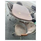 SUNROOM TABLE W/ 4 MATCHING METAL FRAME ROLLING