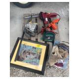 RYOBI GAS POWERED HEDGE TRIMMER, BATTERY CHARGER,