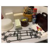 PLASTIC FOOD STORAGE, METAL RACKS, ICE BUCKET,