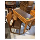 44' LONG WOODEN DESK W/ MATCHING WOODEN CHAIR