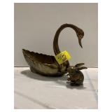 BRASS SWAN & RABBIT FIGURES