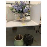 HANGING METAL PLANTERS & PLANTER POT UNDER TABLE,