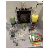 TRINKET SHELF CABINET, KIDS BOOKS, CANDLE