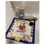 SPUDS MACKENZIE SCARF, ADVERTISING ASHTRAYS, BEER