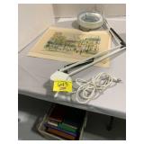 DESK LAMP, ARTIST SIGNED & NUMBERED PRINT, CRATE