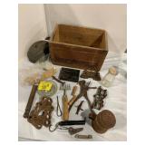 REMINGTON WOODEN CRATE, PUDDING MOLD, GLASS